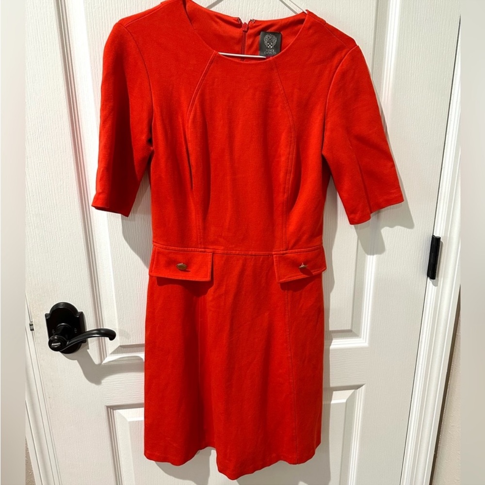 Vince Camuto Red Vintage Style Short Sleeve A-Line Dress Sz 4